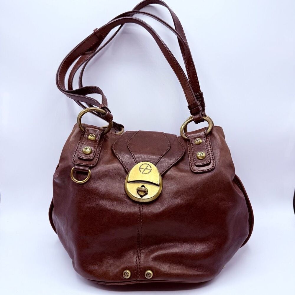 Francesco Biasia Brown Leather Shoulder Satchel Bag